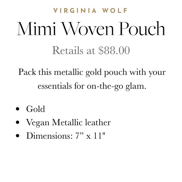 Virginia Wolf • Mimi Woven Pouch • Gold Clutch with Tassel • New With Tags - Picture 10 of 10